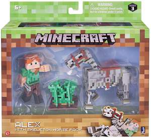 Подвижная фигурка Minecraft Alex With Skeleton Horse